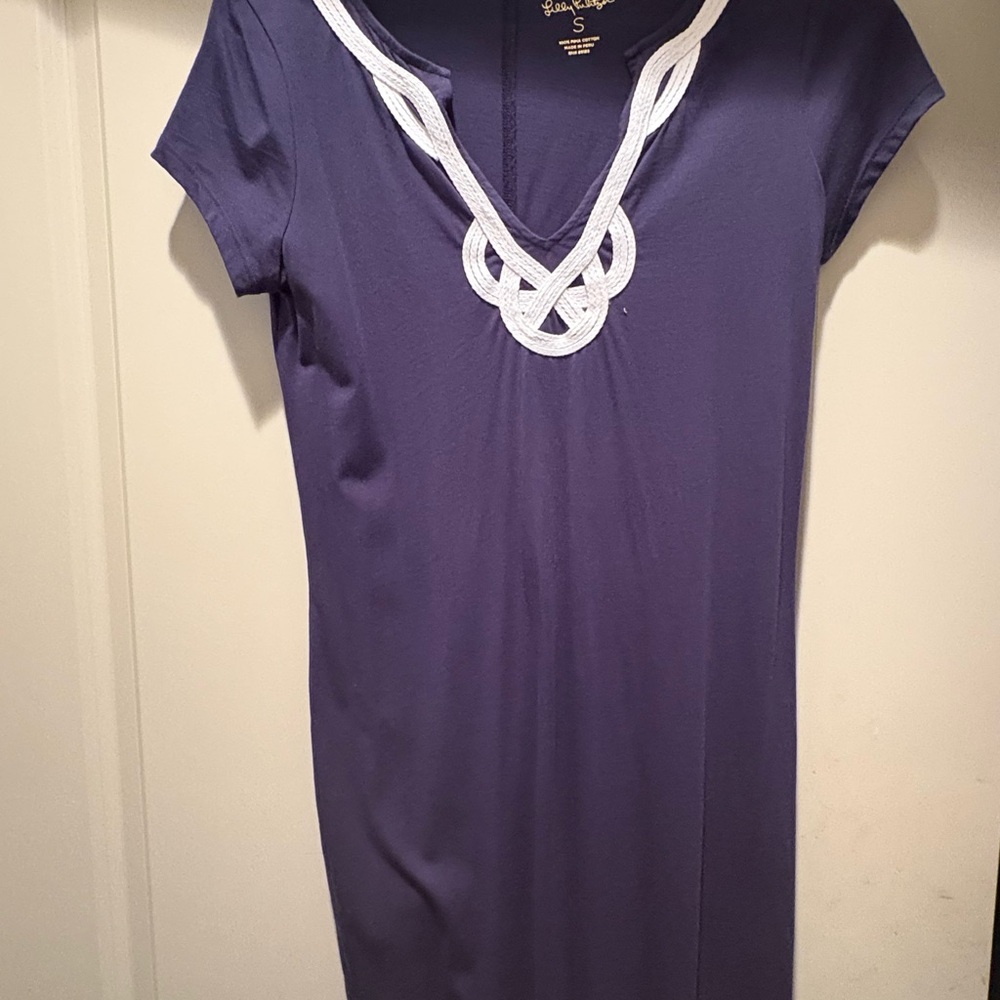 Lilly Pulitzer Navy Dress with White Accents - Size Small